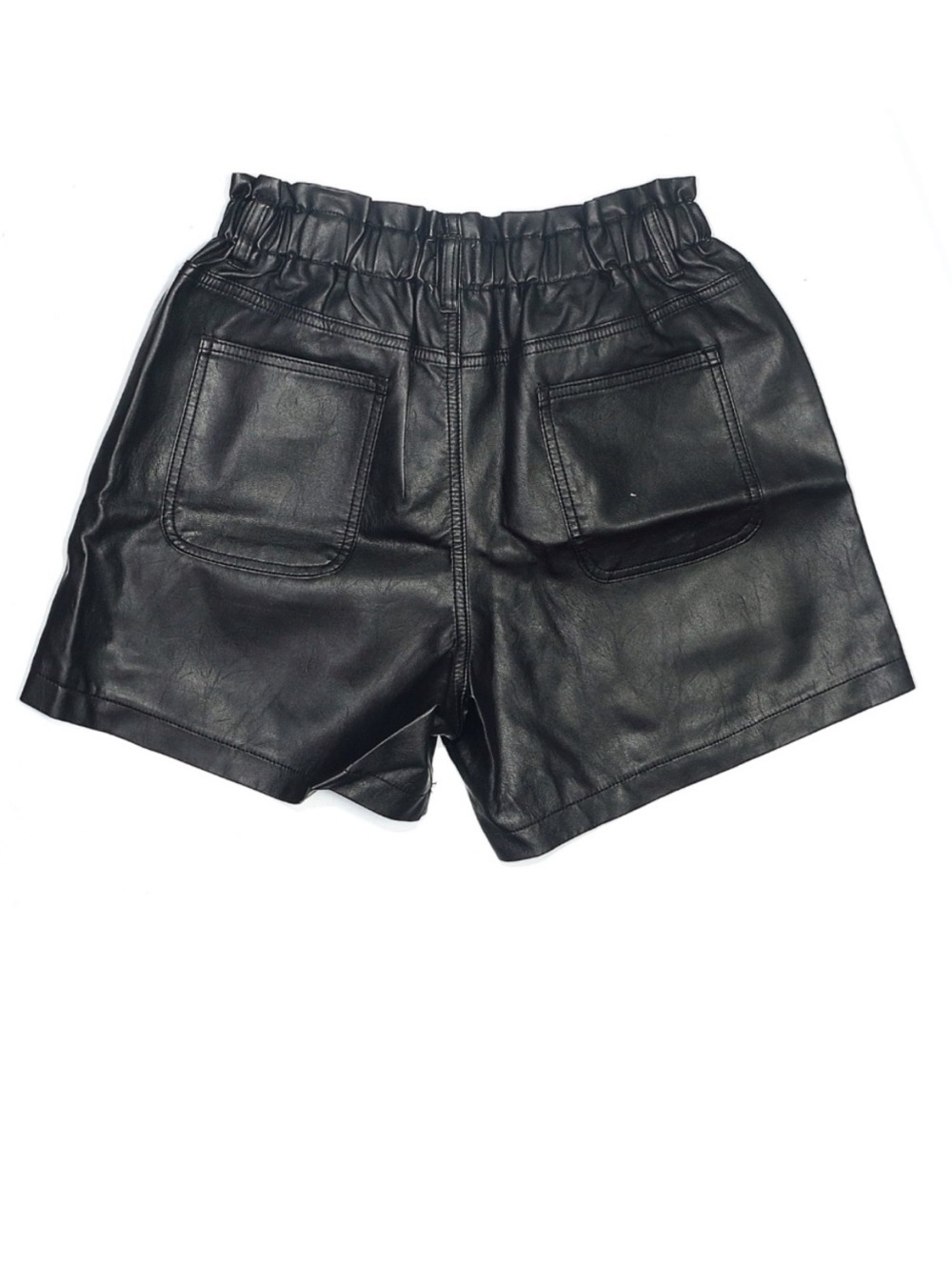 Princess Polly NWT Black Faux Leather Paperbag Shorts High Rise Size 6 - Picture 2 of 4